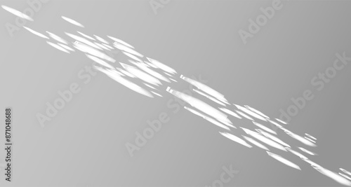 Glare from the sun's rays on the wall. Blurred shadows from leaves and plants in the room. Soft overlay of natural light. Abstract background for product presentation.Natural light layout.