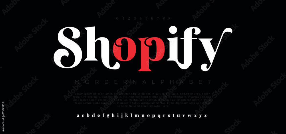 Shopify Elegant alphabet letters font and number. Classic Lettering Minimal Fashion Designs. Typography modern serif fonts and numbers. vector illustration Shopify Elegant alphabet letters font and number. Classic Lettering Minimal Fashion Designs. Typography modern serif fonts and numbers. vector illustration
