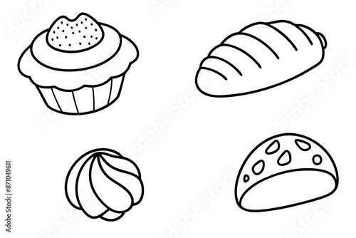 Pastries line art design charming dessert collection