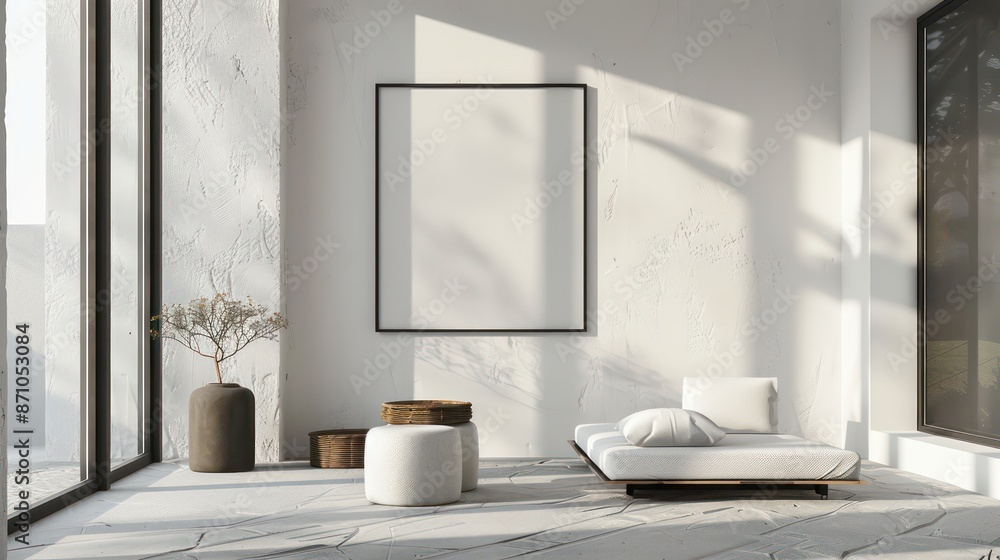 interior of a room with blank canvas, empty canvas with copy space, wall art interior of a room with blank canvas, empty canvas with copy space, wall art