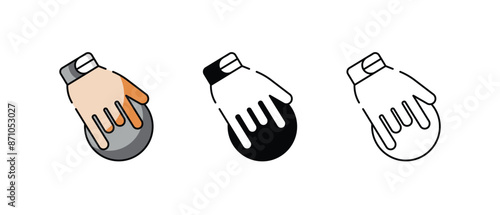 Bowling Ball Grip icons vector set stock illustration