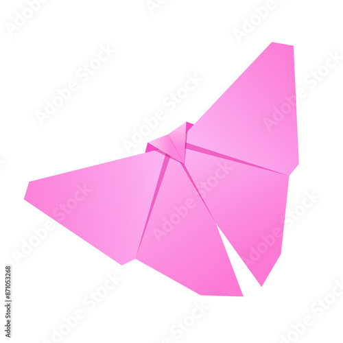 Japanese origami butterfly isolated on white background.
