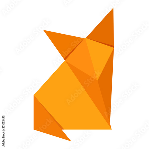Japanese origami paper foxy isolated on white background.
