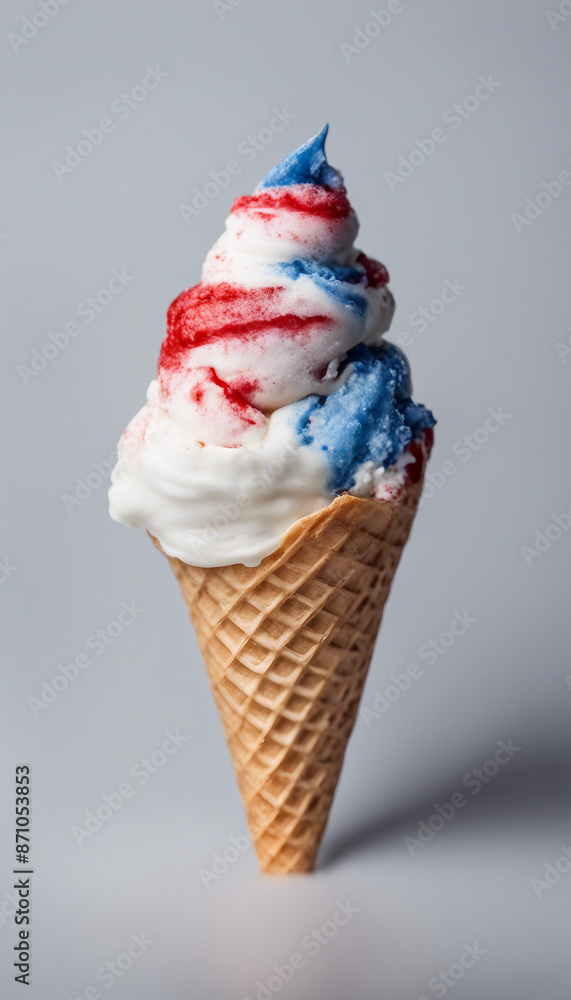 Red White and Blue Fourth of July Independence Day Ice Cream Cone Isolated on a Transparent Backgrou Red White and Blue Fourth of July Independence Day Ice Cream Cone Isolated on a Transparent Backgrou