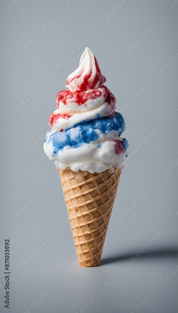 Red White and Blue Fourth of July Independence Day Ice Cream Cone Isolated on a Transparent BackgrouRed White and Blue Fourth of July Independence Day Ice Cream Cone Isolated on a Transparent Backgrou