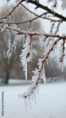 Wallpaper Mural tree branch covered in ice and icicles Torontodigital.ca