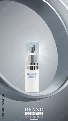 Beauty product on podium or stage with  Cylinder background . Product presentation, mock up, show cosmetic product, 3D Vector.