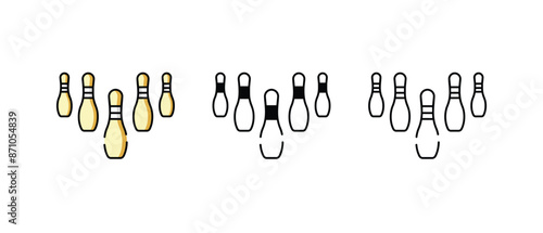 Bowling Pin icons vector set stock illustration
