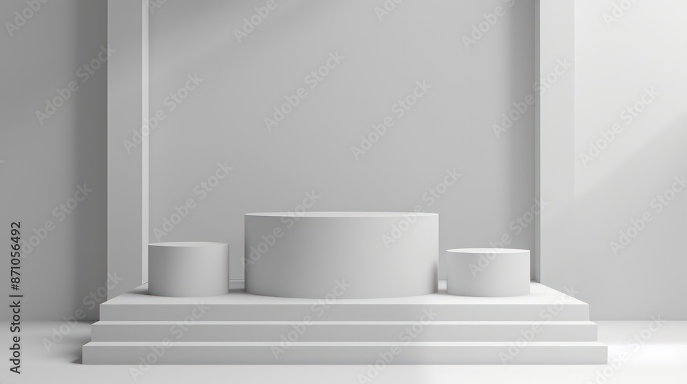 Fototapeta premium white color podium stand for product sample mockups, copy space, product photography