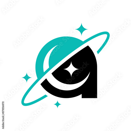 a letter planet logo design vector