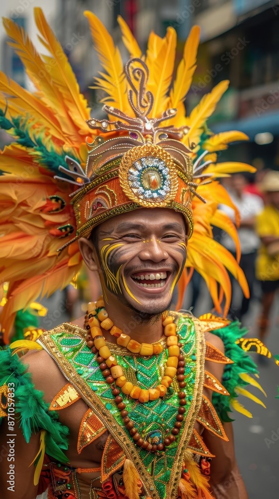 Naklejka premium man in a colorful costume smiling for the camera