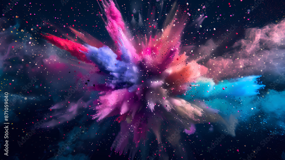 Fototapeta premium 3D rendering of colored powder explosion
