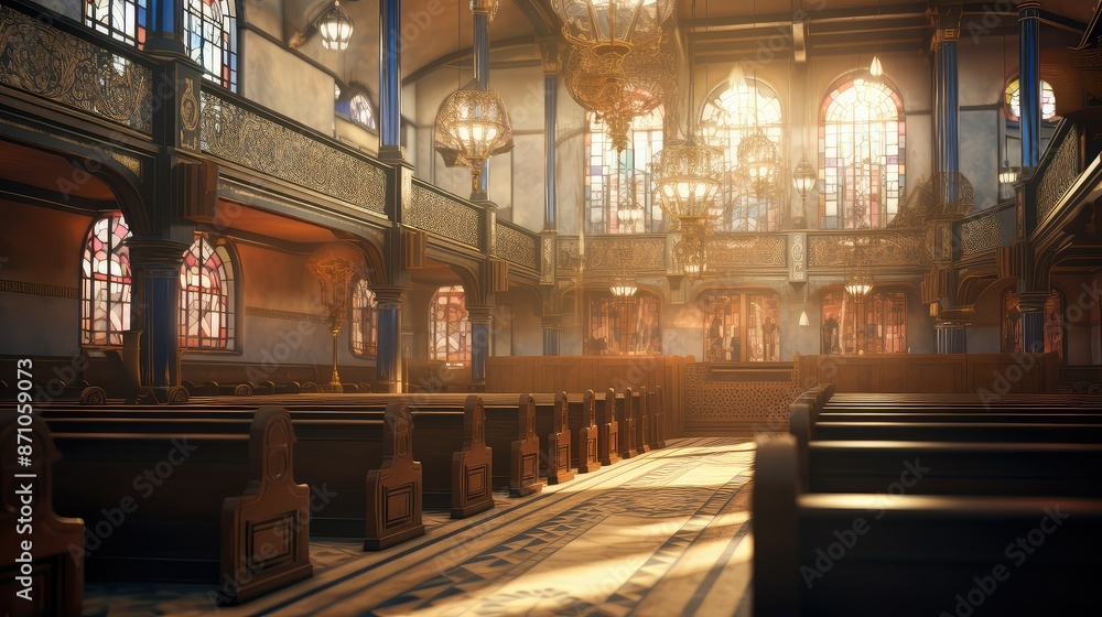 view blurred synagogue interior view blurred synagogue interior