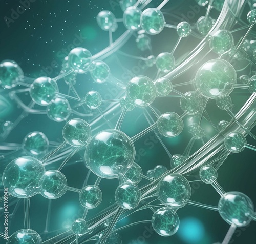 Cells and biological chain,molecules and abstract conception,3d rendering