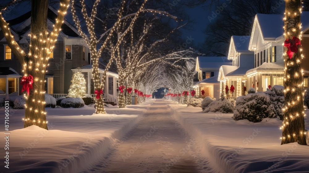 Naklejka premium decorated residential holiday lighting