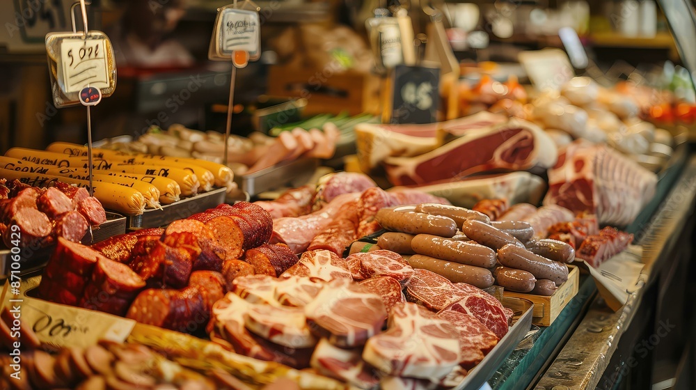 Obraz premium market food meat production