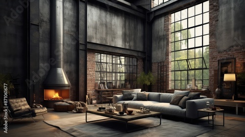 apartment interior industrial © vectorwin