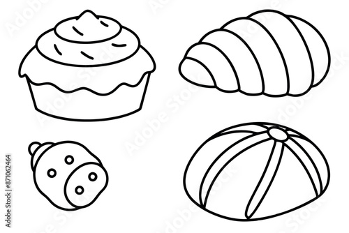 Pastries line art food illustration classic bakery design