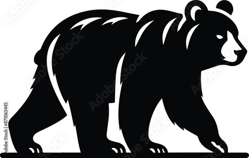 Polar bear silhouettes vector silhouette design, isolated white background