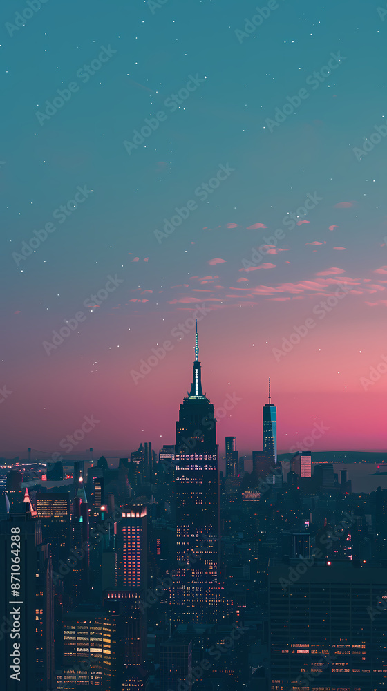 Fototapeta premium Beautiful gradient sky over city skyline