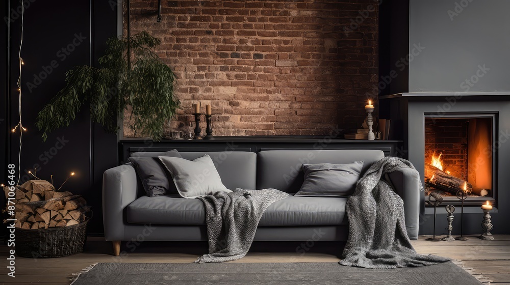 Fototapeta premium room grey couch