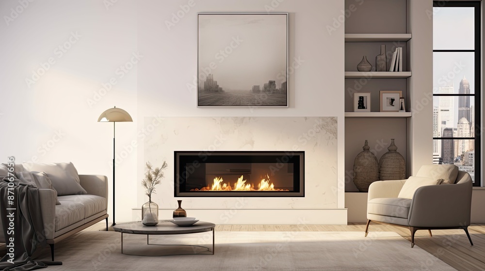 Fototapeta premium sleek fireplace interior design