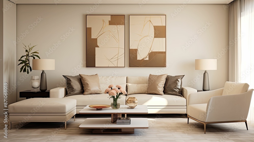 Fototapeta premium contemporary beige living room