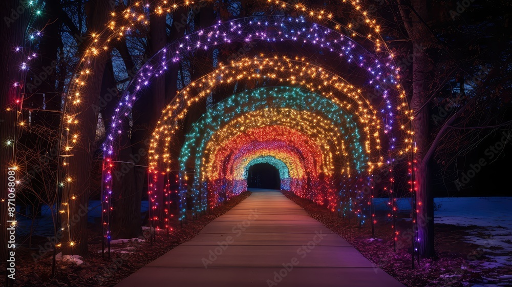 Obraz premium vibrant christmas light tunnel