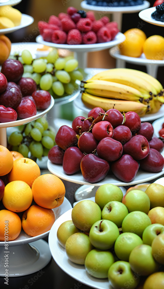 Decorated catering fruits on table with different fruits for party event orcelebration Decorated catering fruits on table with different fruits for party event orcelebration