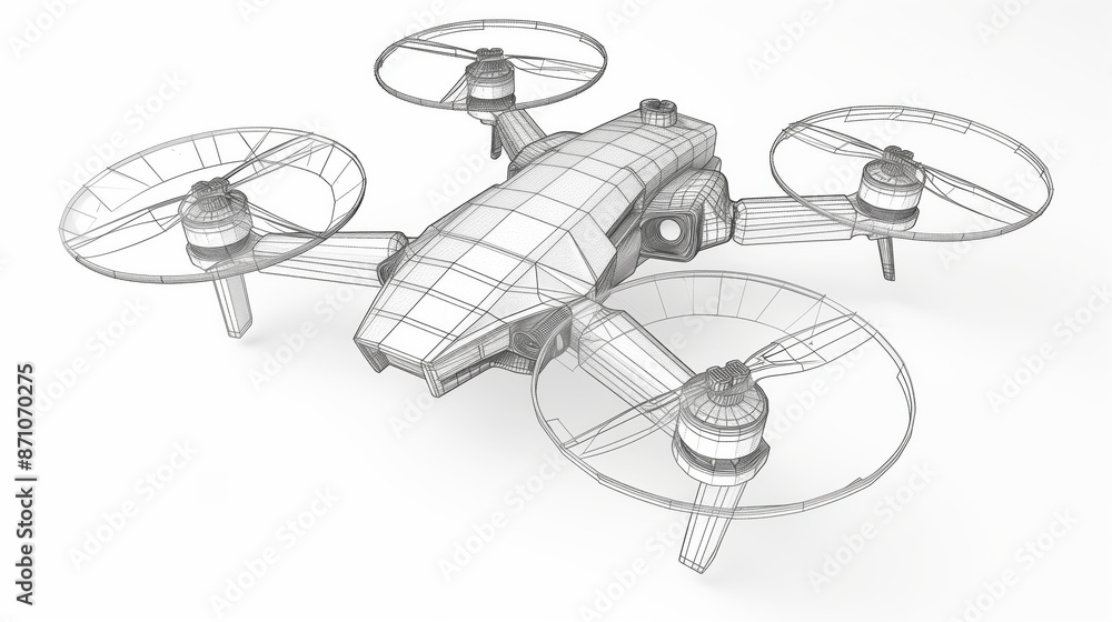 drawing of a drone on a white background drawing of a drone on a white background
