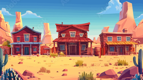 Cowboy Ranch Cartoon Game Background Wild West Western Adventure Rancher Barn Saloon Desert Cactus Landscape Texas Old Town Illustration Herd Corral Dusty Trail Pioneer Homestead