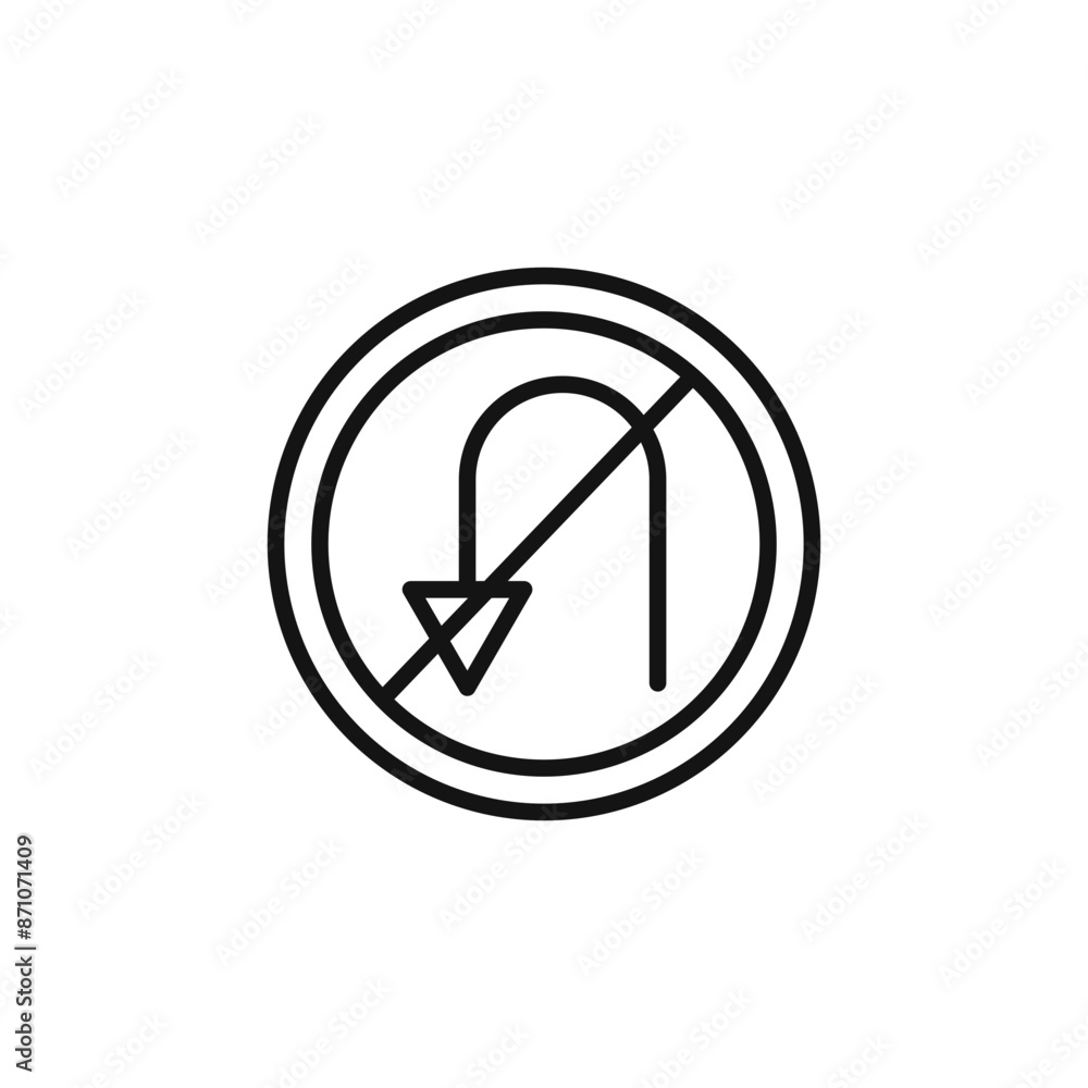 No U turn sign icon outline collection in black No U turn sign icon outline collection in black