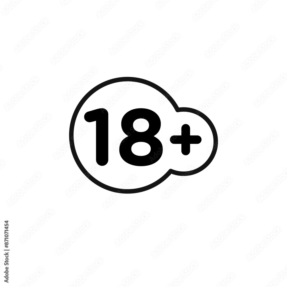 Eighteen plus icon outline collection in black Eighteen plus icon outline collection in black