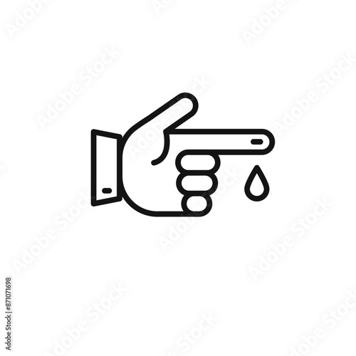 Hand with blood drop icon outline collection in black