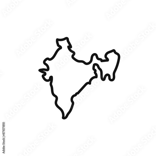 Indian map icon outline collection in black