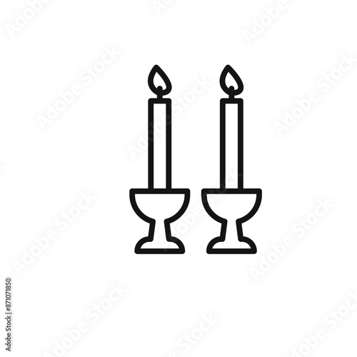 Shabbat candles icon outline collection in black