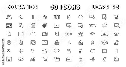 Education and Learning thin line icons set. Education, School, Learning editable stroke icons. Vector illustration