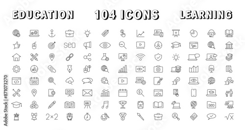 Education and Learning thin line icons set. Education, School, Learning editable stroke icons. Vector illustration