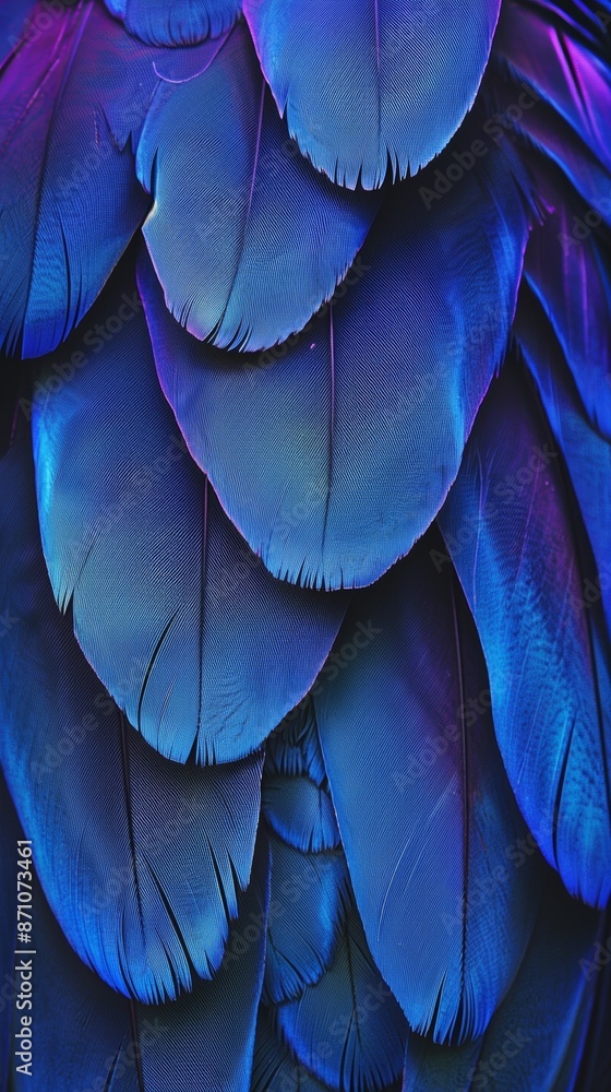 Close-up of blue and purple feathers, abstract nature background Close-up of blue and purple feathers, abstract nature background