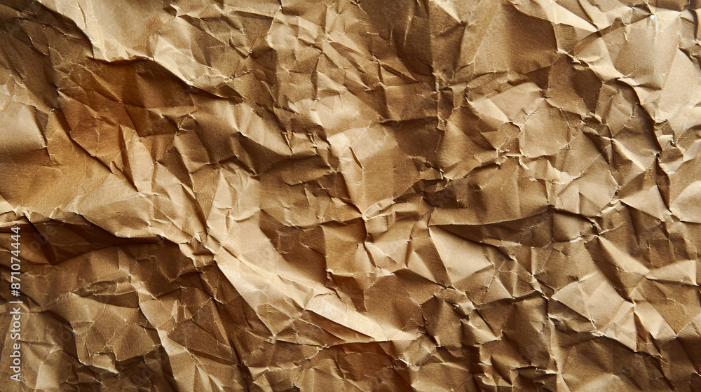 Crumpled brown paper texture background with creases and folds Crumpled brown paper texture background with creases and folds
