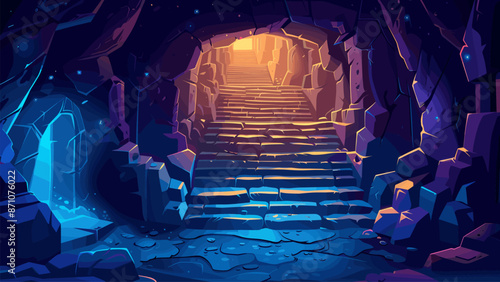 Dungeon Stairs Cartoon Game Background Fantasy Medieval Adventure Dark Mysterious Ancient Underground Creepy Spooky Illustration