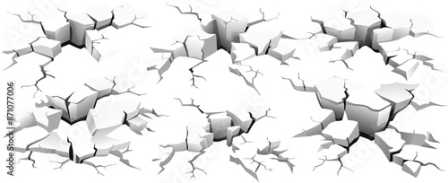 Fractured Earth 3D Cracks and Breaks, crash ground effect racy vector elements 