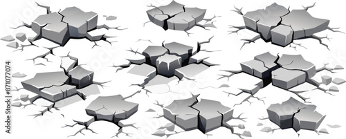 Fractured Earth 3D Cracks and Breaks, crash ground effect racy vector elements 