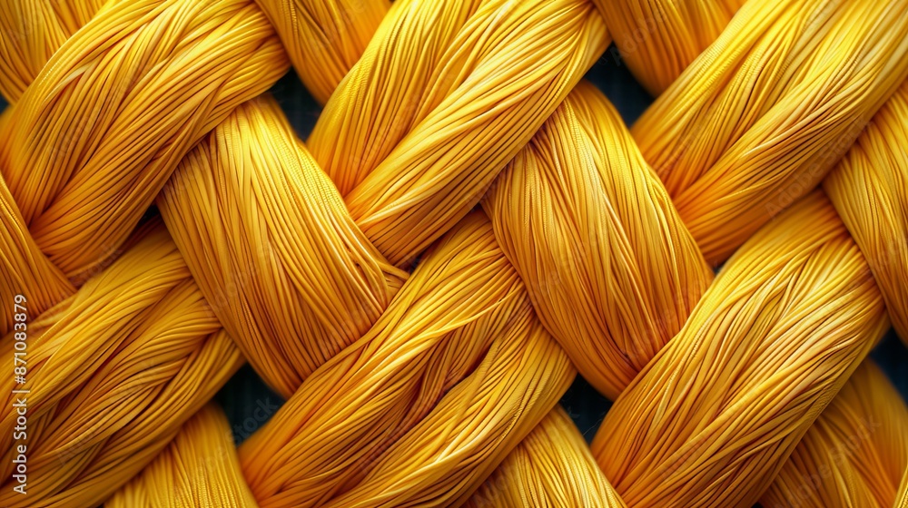 Close-up of yellow braided threads Close-up of yellow braided threads