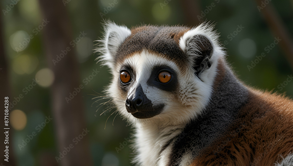 Obraz premium Portrait of a Lemur gazing in the infinity of the universe, Generative AI 