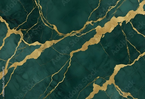 Green luxury marble texture, gold veins pattern