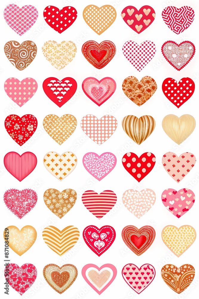 Collection of Heart Patterns in Various Styles for Creative Projects