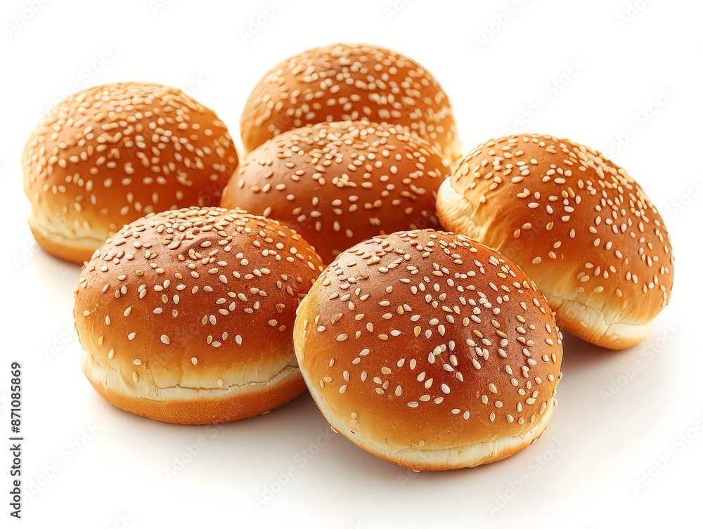Homemade hamburger buns with sesame seeds, ideal for sandwiches with juicy burgers and fresh toppings, emphasizing yeast-raised bun texture. Homemade hamburger buns with sesame seeds, ideal for sandwiches with juicy burgers and fresh toppings, emphasizing yeast-raised bun texture.