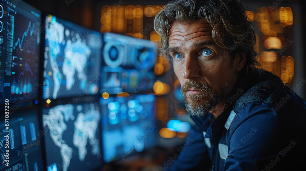 Cybersecurity Specialist Working on Multiple Monitors Cybersecurity Specialist Working on Multiple Monitors