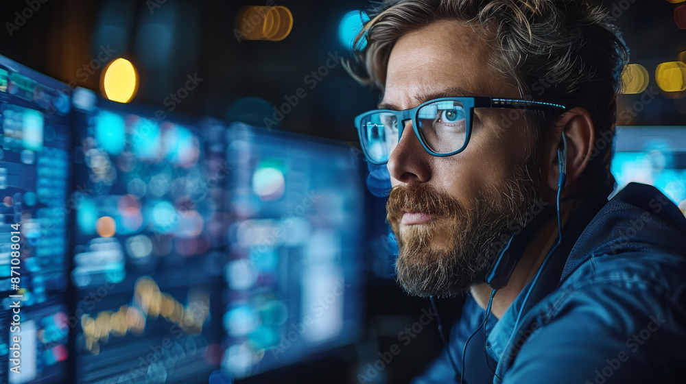Cybersecurity Professional Analyzing Data in Tech Lab Cybersecurity Professional Analyzing Data in Tech Lab